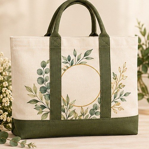 Bride Era Celebration Tote - Olive Floral Frame