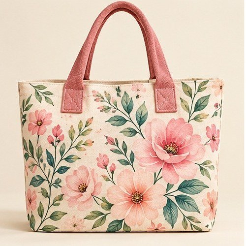 Sun-Kissed Denim Lifestyle Tote - Pastel Botanical
