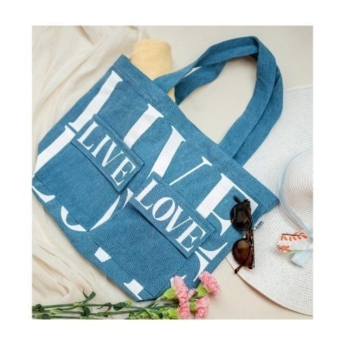 Live Love Blue Canvas Tote