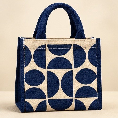 Gold Ornament Mini Tote - Navy Geometry