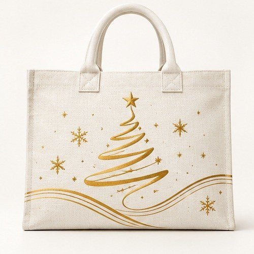 Christmas Botanical Tote - Minimal Gold Tree