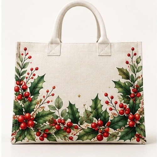 Christmas Botanical Tote - Holly & Berry