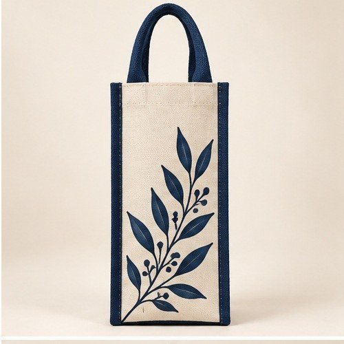 Pour the Holiday Cheer Wine Bag - Navy Leaf
